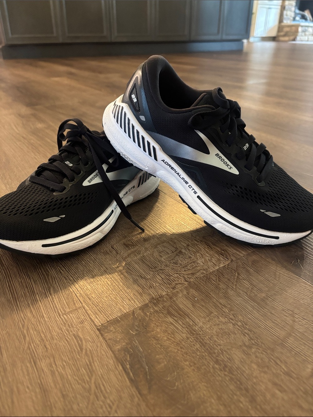 Brooks Black and White Women’s Adrenaline GTS Athletic Running Shoes